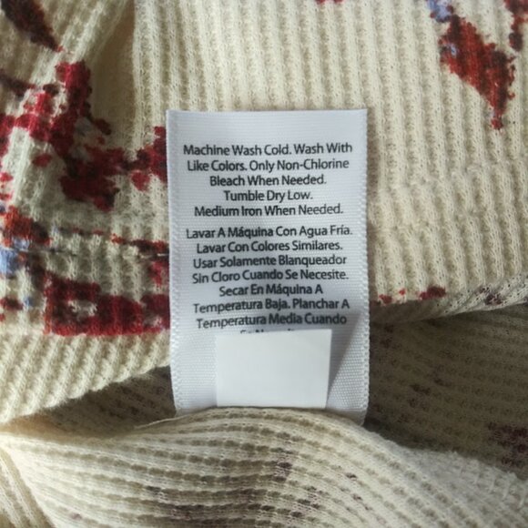 Terra & Sky women's size 4X cream and burgundy floral Waffle Henley Top - Picture 15 of 16